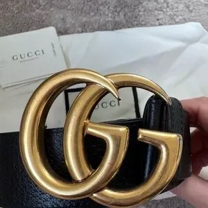 Gucci | Accessories | Gucci Black And Gold Leather Belt With  display picture 1